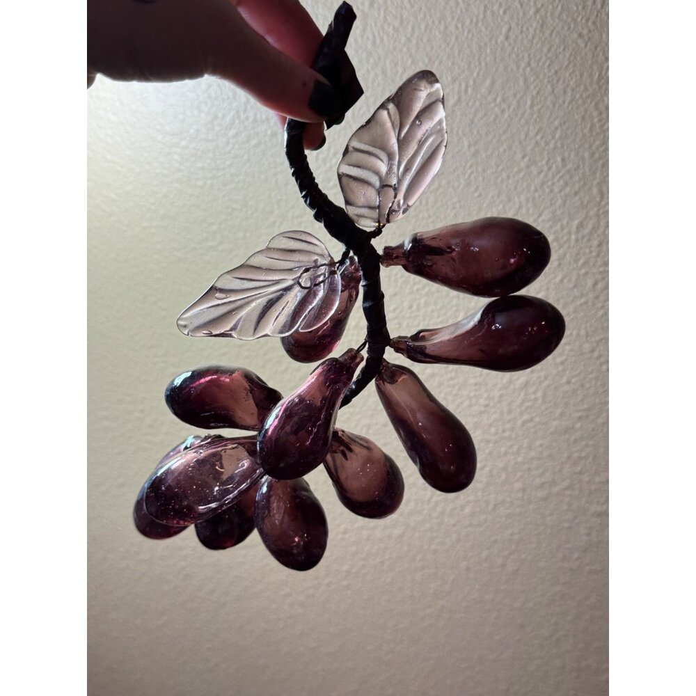 Vintage Murano Glass Grapes Cluster Table Decor Purple